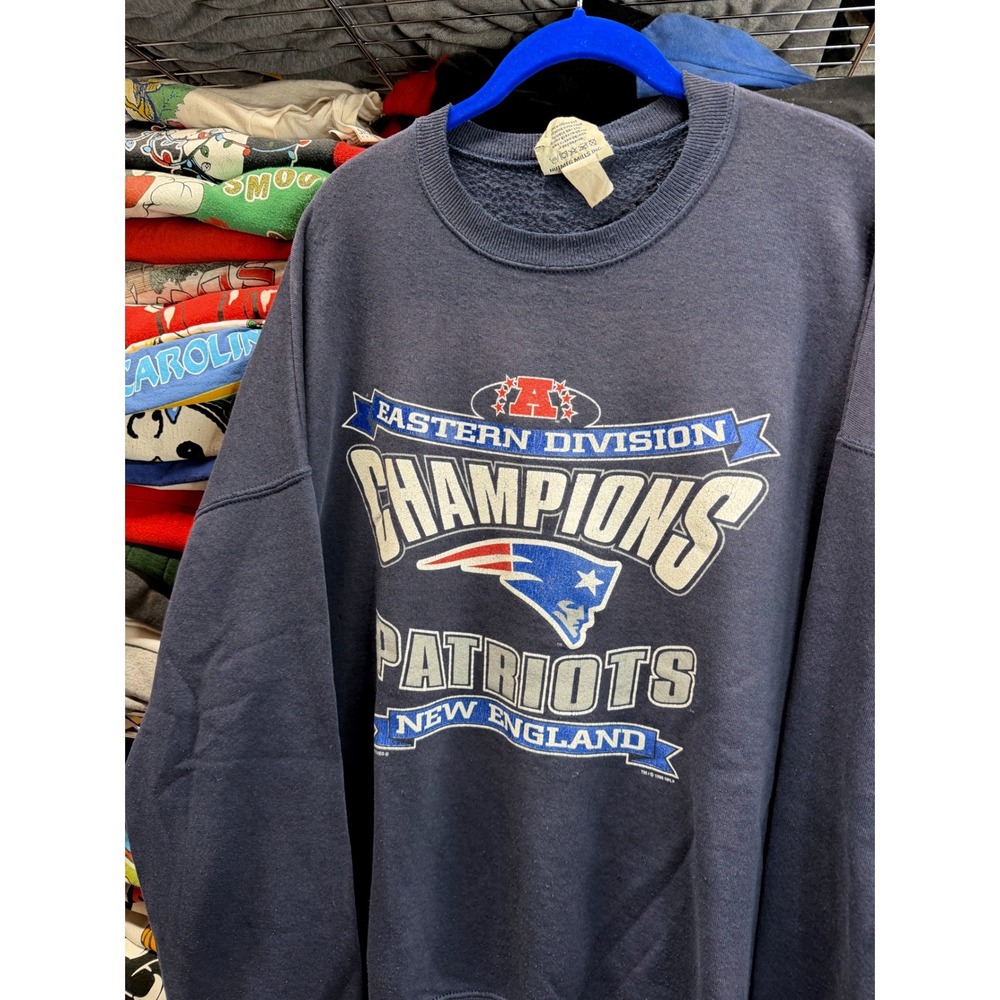 Vintage Lee Sport New England Patriots 1996 AFC Champions Sweatshirt Navy 2XL